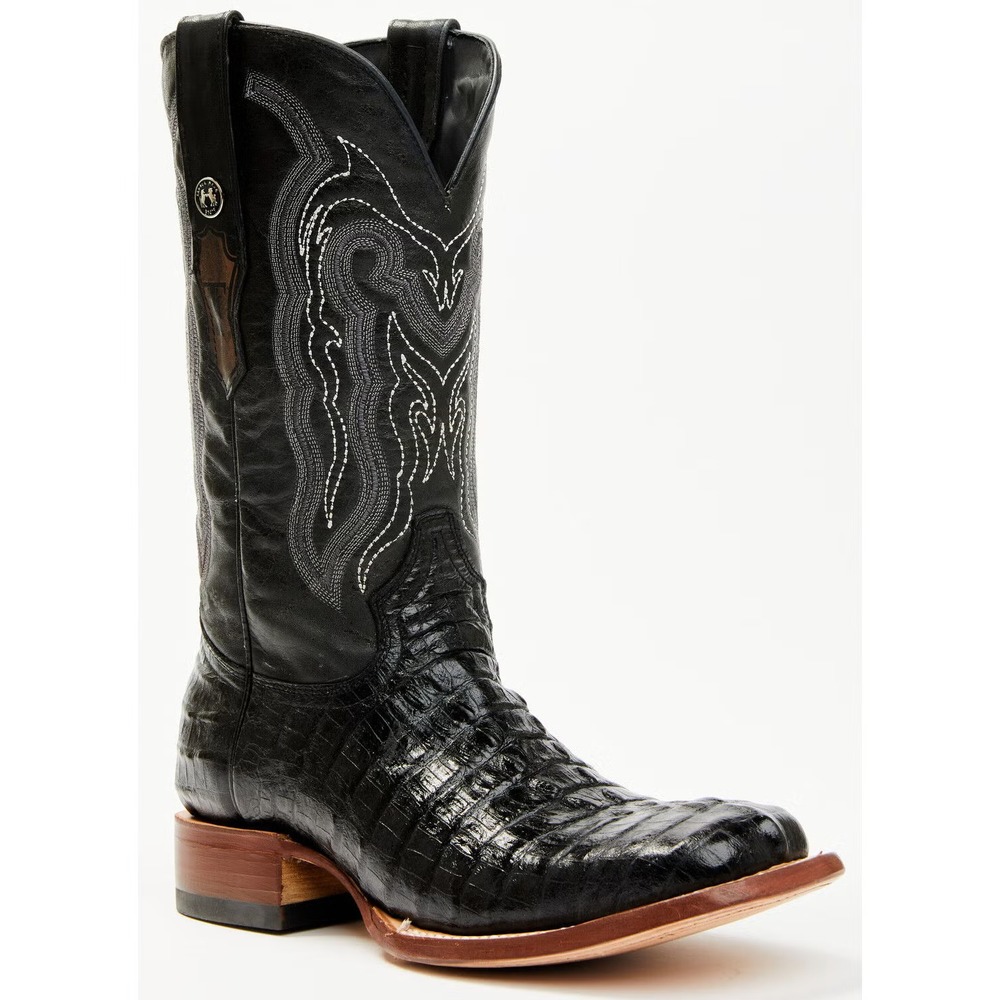 Tanner Mark® (Men's 11 D) Lufkin™ Exotic Caiman Print Tall Western Boots, Black